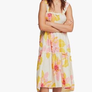 Free People Floral Moonshine Linen Blend Midi Dress